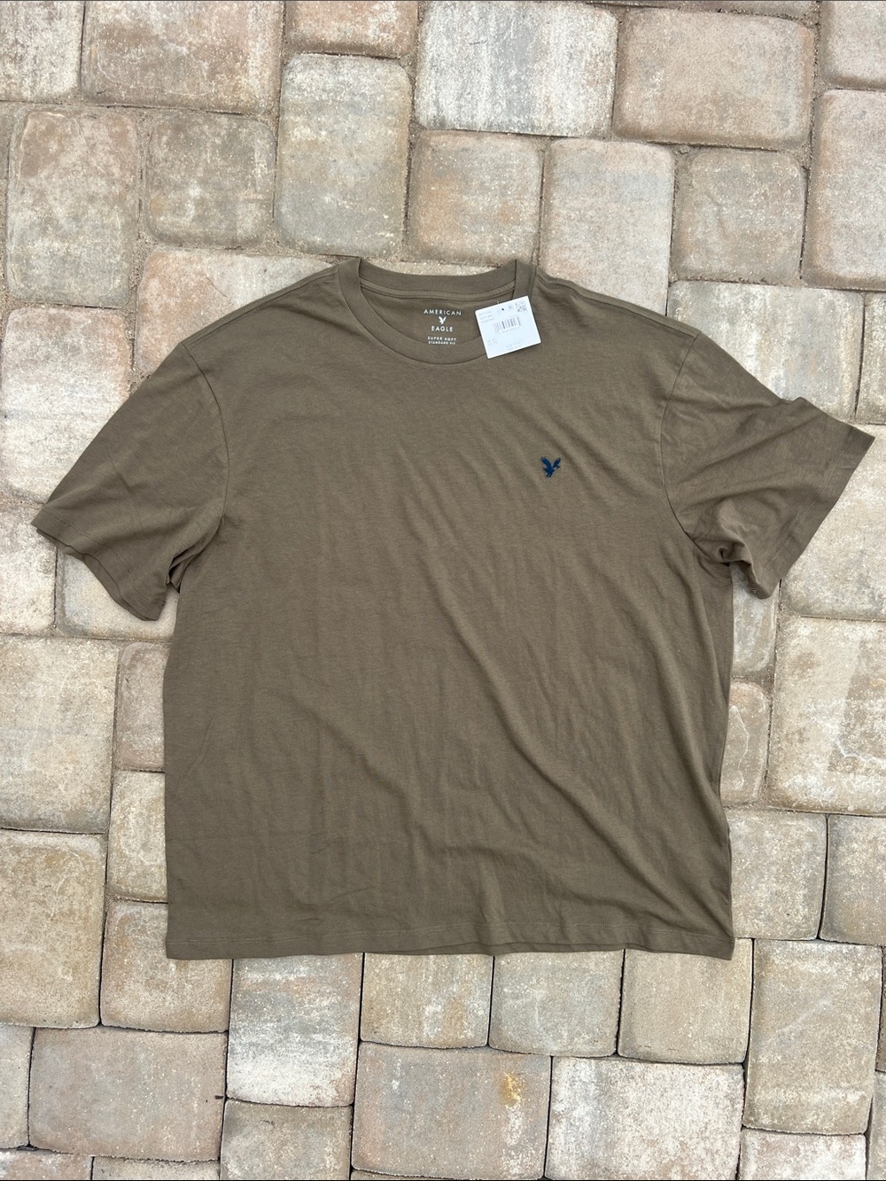 American Eagle Outfitters Men's Olive Green Short Sleeve Logo Tee